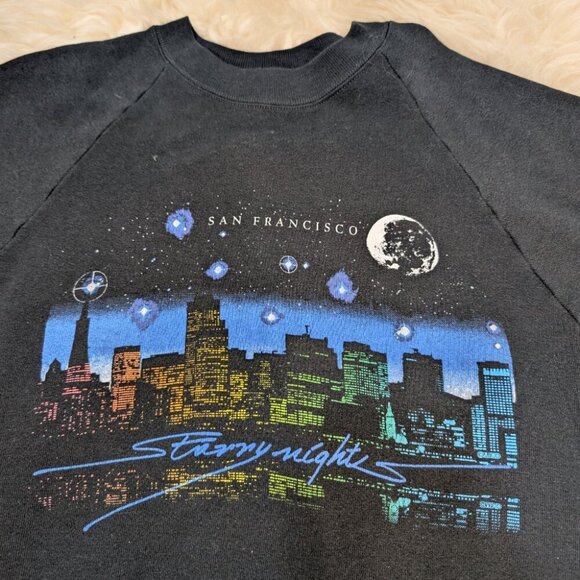 Jerzees Men's Black San Francisco Starry Nights Graphics Sweatshirt Size XL - Picture 2 of 6